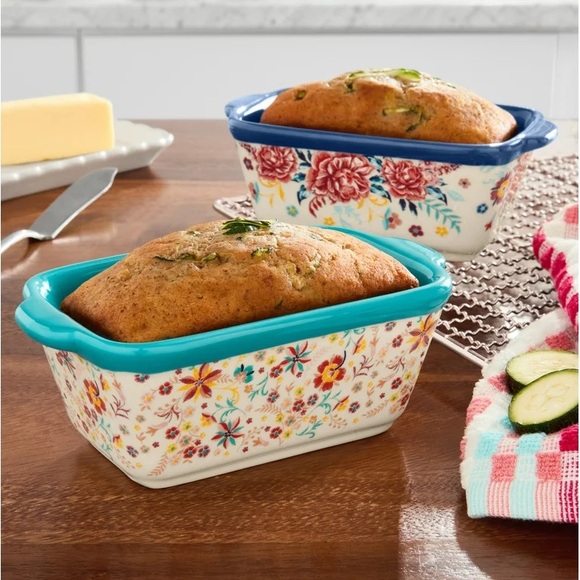 Gifted 🌺 New The Pioneer Woman Keepsake Floral 4.8" Ceramic Mini Loaf Pans - Picture 3 of 9